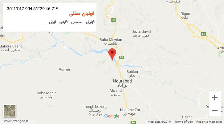 روستای فهلیان سفلی بر روی نقشه