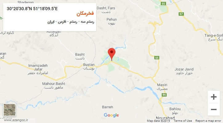روستای فخرمکان بر روی نقشه