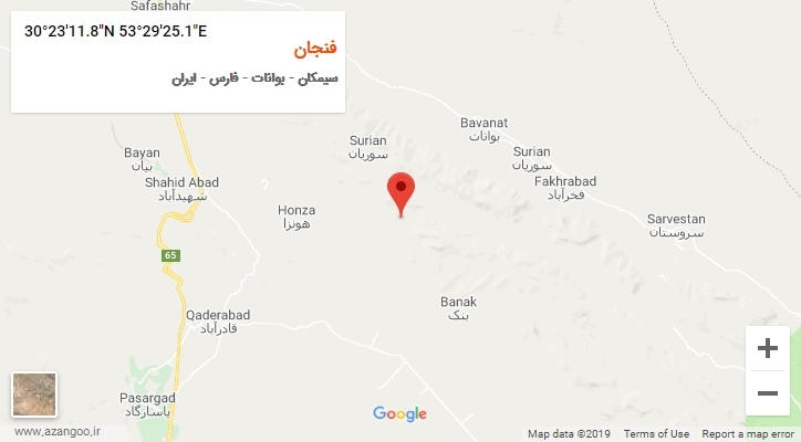 روستای فنجان بر روی نقشه