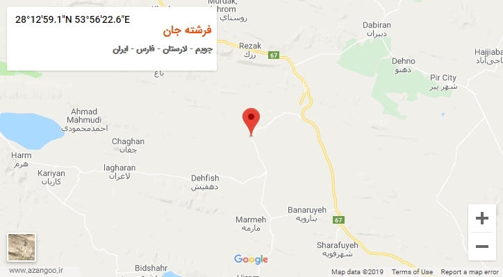 روستای فرشته جان بر روی نقشه