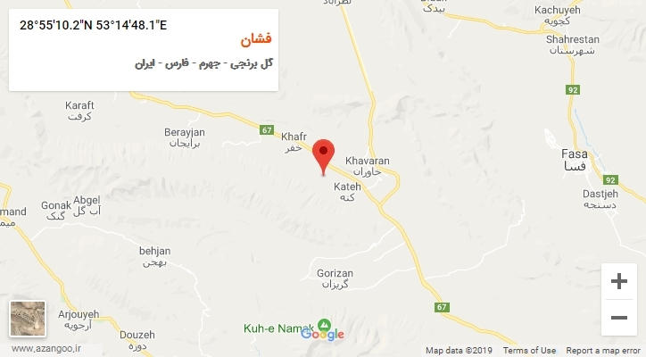 روستای فشان بر روی نقشه