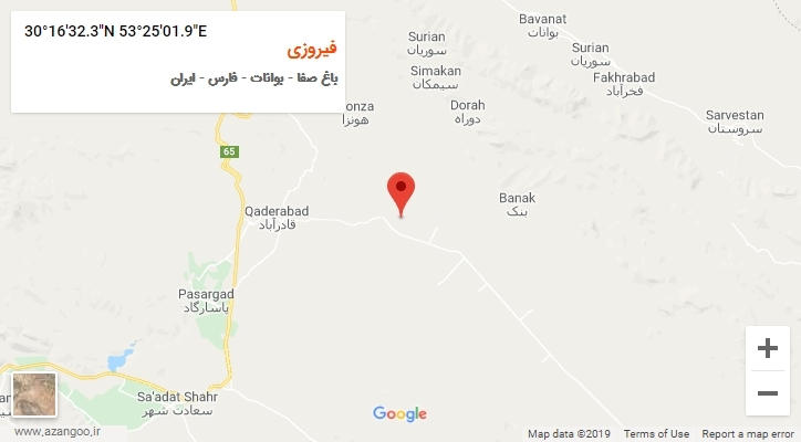 روستای فیروزی بر روی نقشه