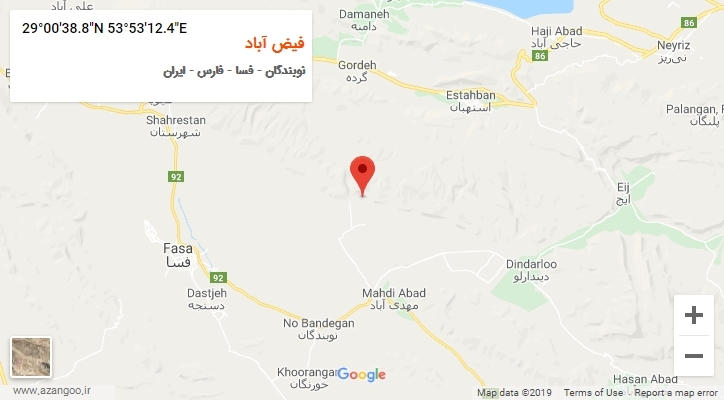 روستای فیض آباد بر روی نقشه