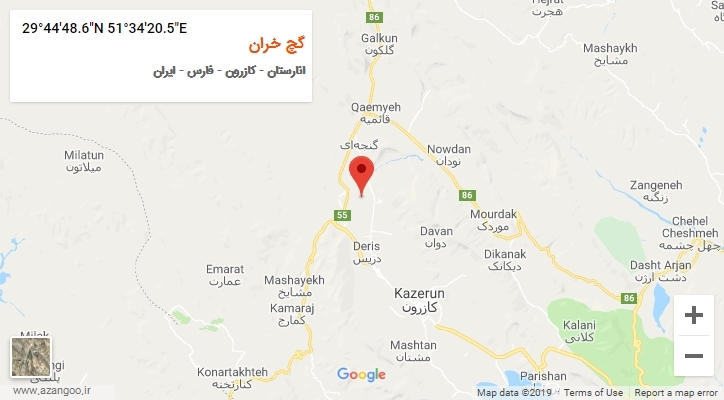 روستای گچ خران بر روی نقشه
