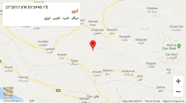 روستای گچو بر روی نقشه