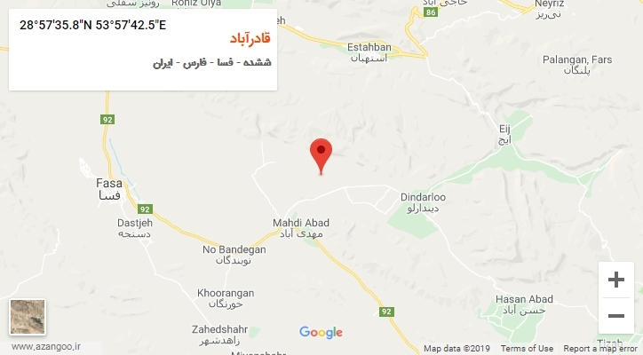 روستای قادرآباد بر روی نقشه