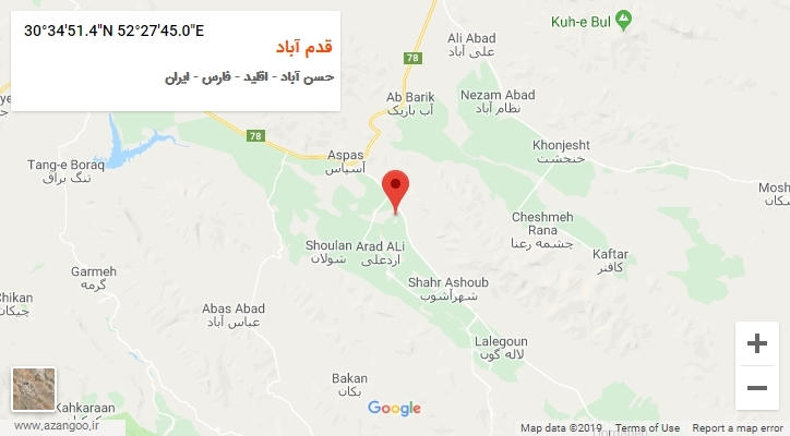 روستای قدم آباد بر روی نقشه