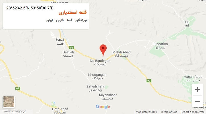 روستای قلعه اسفندیاری بر روی نقشه