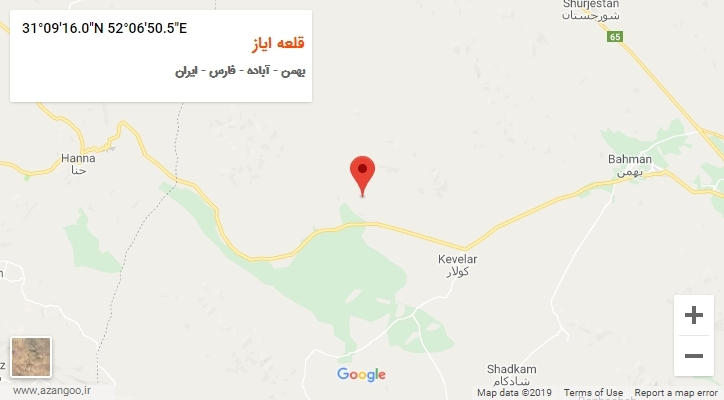 روستای قلعه ایاز بر روی نقشه