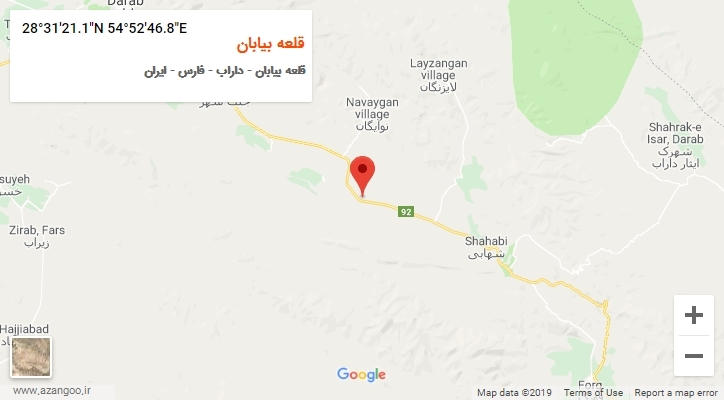 روستای قلعه بیابان بر روی نقشه