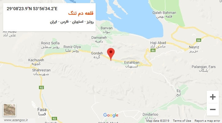روستای قلعه دم تنگ بر روی نقشه