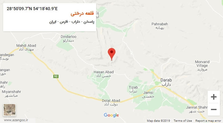 روستای قلعه درختی بر روی نقشه