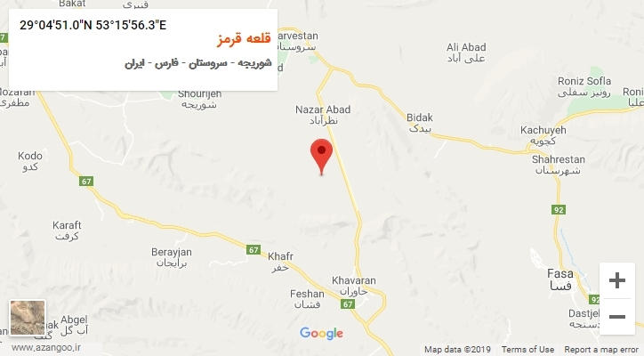روستای قلعه قرمز بر روی نقشه