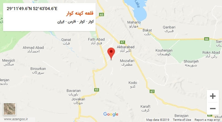 روستای قلعه کهنه کوار بر روی نقشه