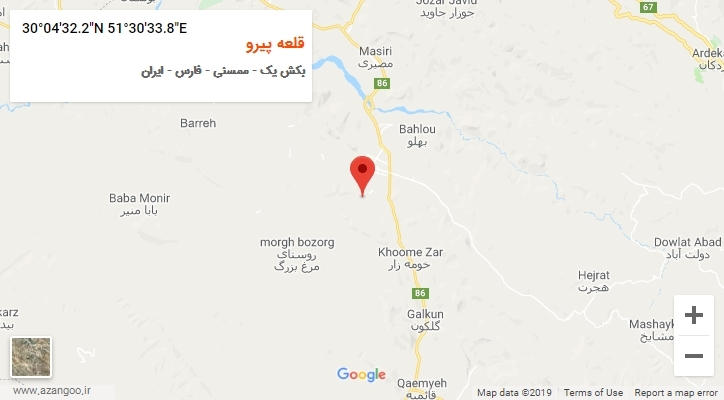 روستای قلعه پیرو بر روی نقشه