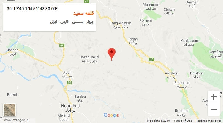 روستای قلعه سفید بر روی نقشه