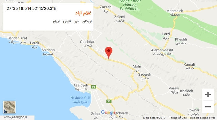 روستای غلام آباد بر روی نقشه
