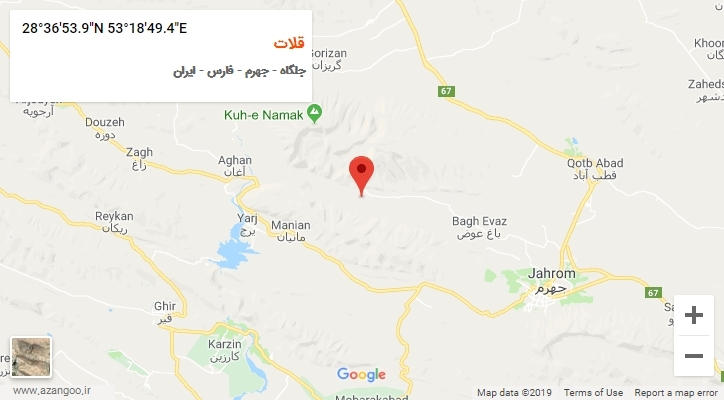 روستای قلات بر روی نقشه