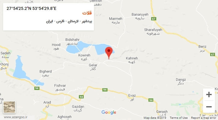 روستای قلات بر روی نقشه