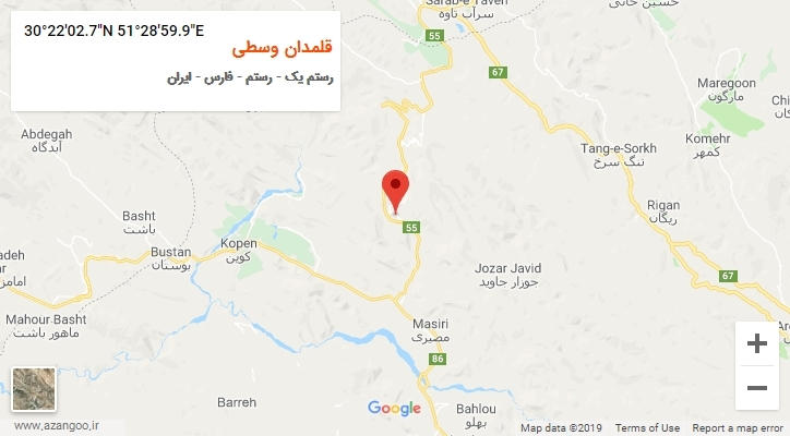 روستای قلمدان وسطی بر روی نقشه