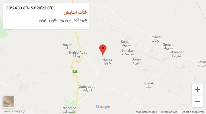 روستای قنات اسایش بر روی نقشه