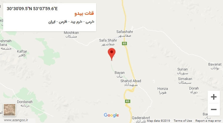 روستای قنات بیدو بر روی نقشه