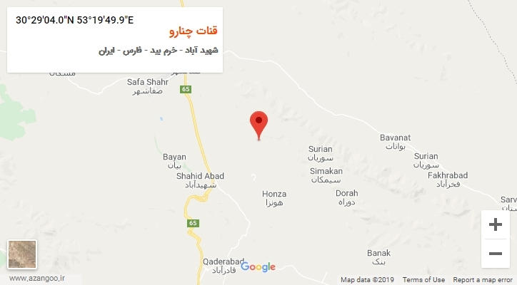 روستای قنات چنارو بر روی نقشه