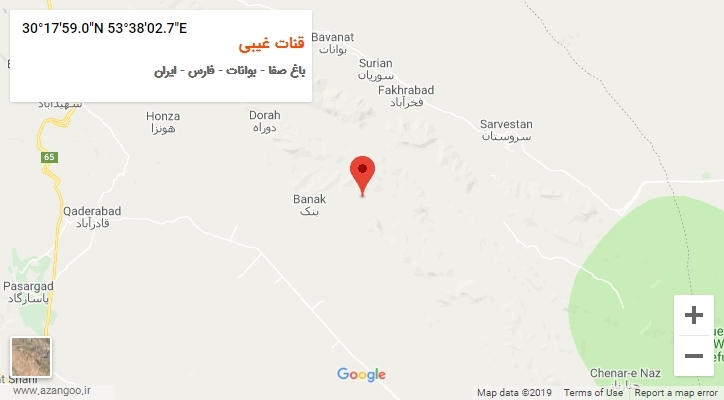 روستای قنات غیبی بر روی نقشه