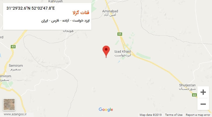 روستای قنات گزلا بر روی نقشه