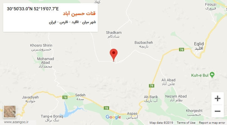روستای قنات حسین آباد بر روی نقشه