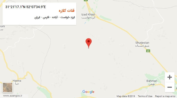 روستای قنات کلاره بر روی نقشه