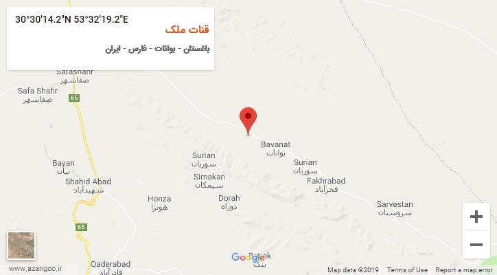روستای قنات ملک بر روی نقشه