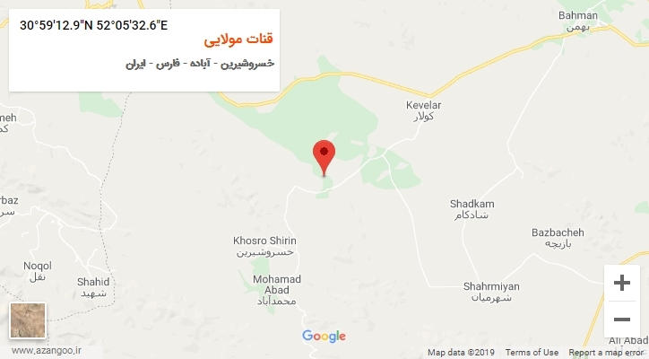 روستای قنات مولایی بر روی نقشه