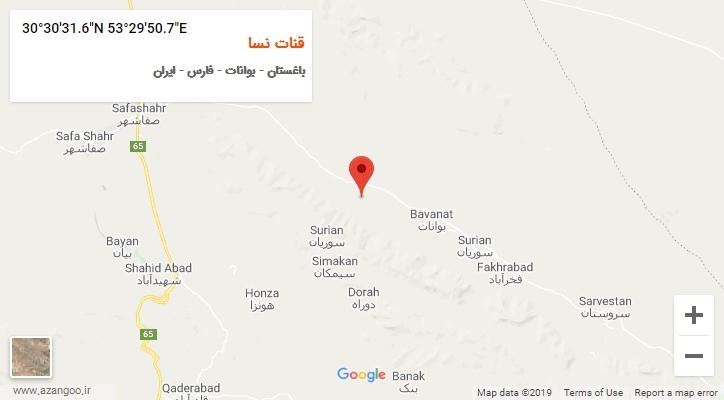 روستای قنات نسا بر روی نقشه