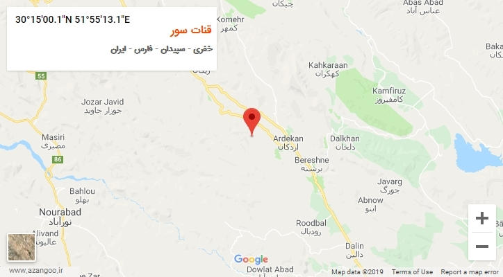 روستای قنات سور بر روی نقشه