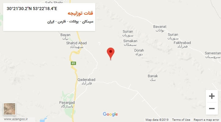 روستای قنات توزلیجه بر روی نقشه