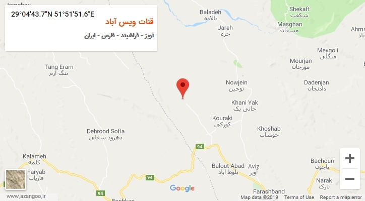 روستای قنات ویس آباد بر روی نقشه