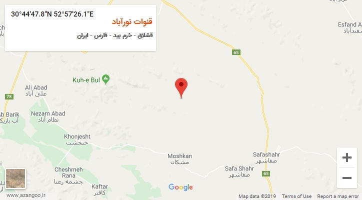 روستای قنوات نورآباد بر روی نقشه