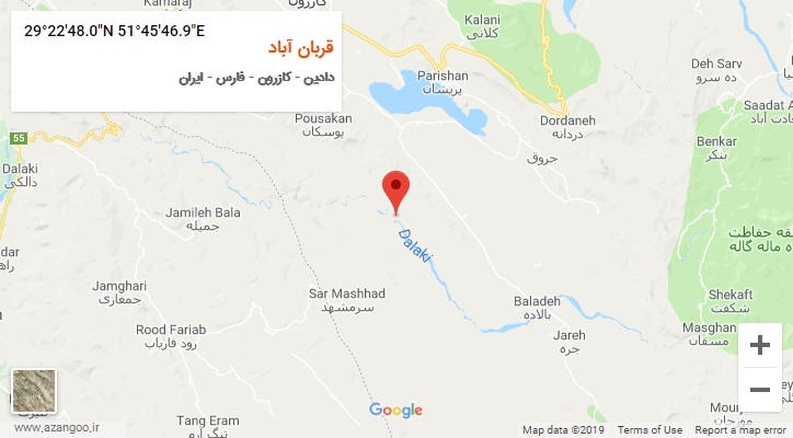 روستای قربان آباد بر روی نقشه