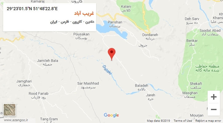 روستای غریب آباد بر روی نقشه
