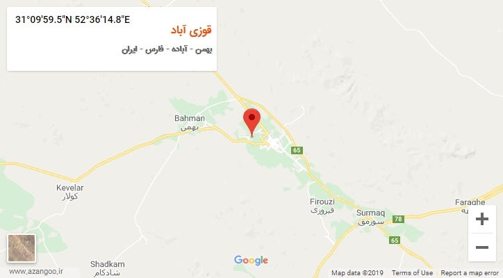 روستای قوزی آباد بر روی نقشه
