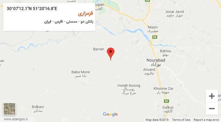 روستای قزمزاری بر روی نقشه