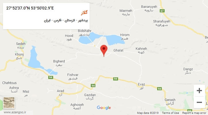 روستای گلار بر روی نقشه