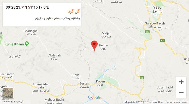 روستای گل گرد بر روی نقشه