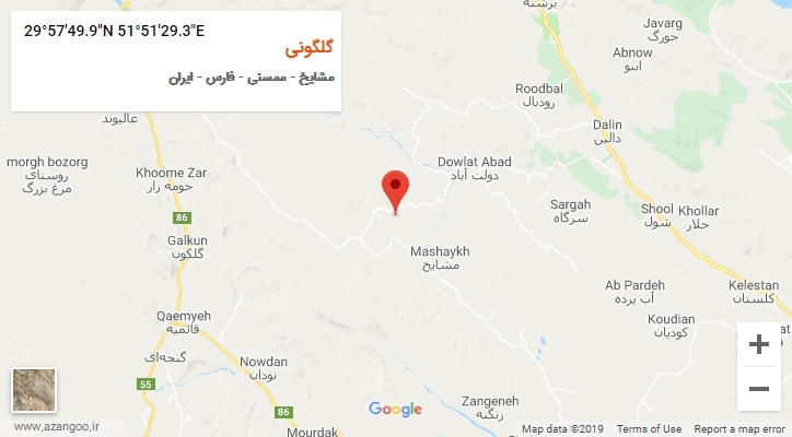 روستای گلگونی بر روی نقشه