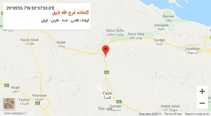 روستای گلخانه فرج الله لایق بر روی نقشه