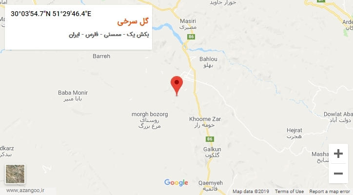 روستای گل سرخی بر روی نقشه