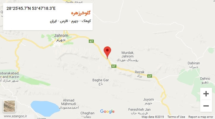 روستای گلوخرزهره بر روی نقشه