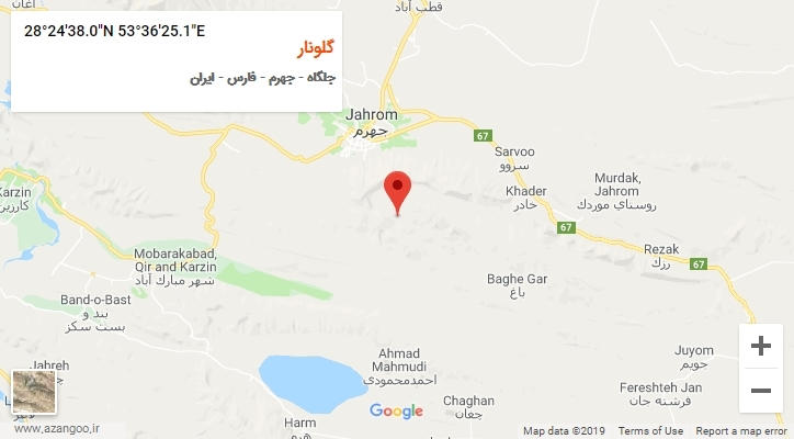 روستای گلونار بر روی نقشه