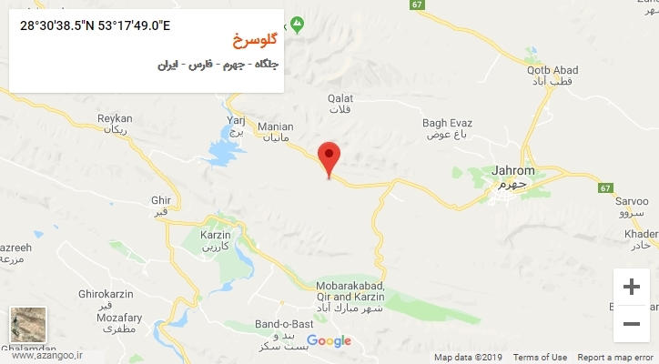 روستای گلوسرخ بر روی نقشه